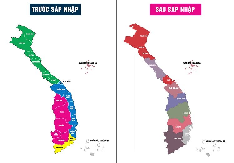 Miền trung trước v&agrave; sau sắp nhập