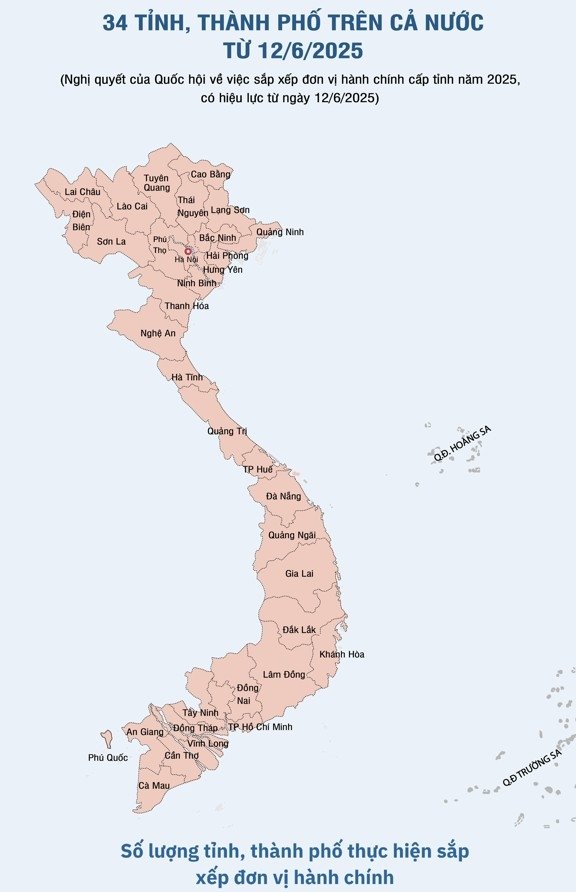 C&aacute;c tỉnh th&agrave;nh sau s&aacute;p nhập