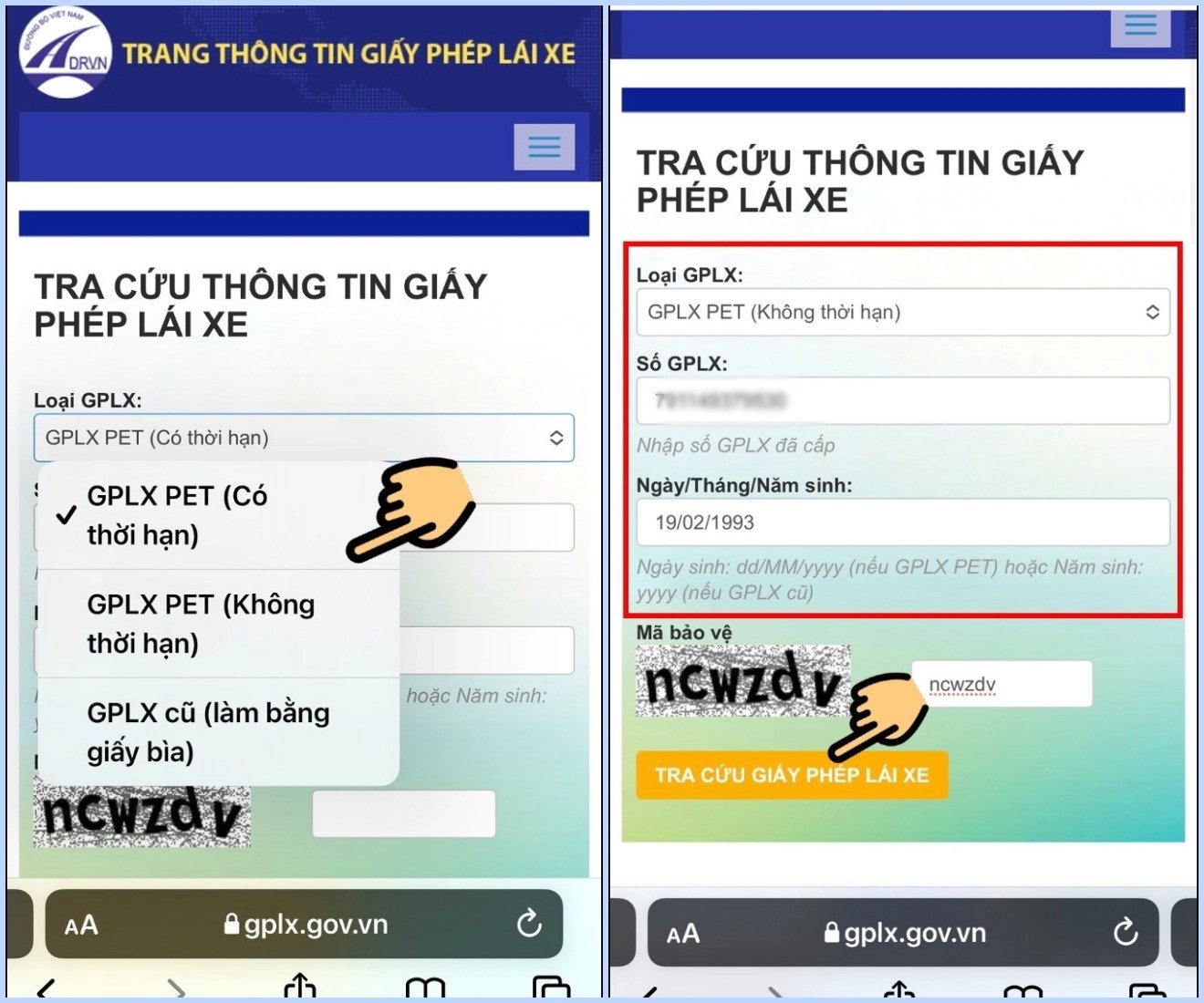 Tra cứu giấy ph&eacute;p l&aacute;i xe tr&ecirc;n Tổng cục đường bộ